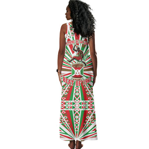 Burundi Pride Beat Of 1962 Independence Day Tank Maxi Dress Traditional Karyenda Drummer Art With Flag Sunburst Design
