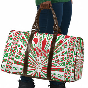 Burundi Pride Beat Of 1962 Independence Day Travel Bag Traditional Karyenda Drummer Art With Flag Sunburst Design