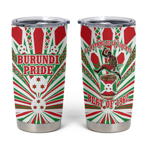 Burundi Pride Beat Of 1962 Independence Day Tumbler Cup Traditional Karyenda Drummer Art With Flag Sunburst Design