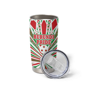 Burundi Pride Beat Of 1962 Independence Day Tumbler Cup Traditional Karyenda Drummer Art With Flag Sunburst Design