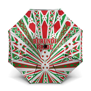Burundi Pride Beat Of 1962 Independence Day Umbrella Traditional Karyenda Drummer Art With Flag Sunburst Design