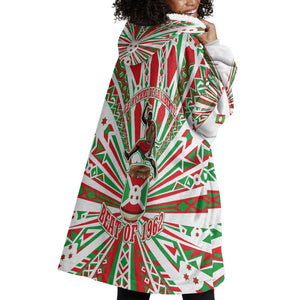 Burundi Pride Beat Of 1962 Independence Day Wearable Blanket Hoodie Traditional Karyenda Drummer Art With Flag Sunburst Design