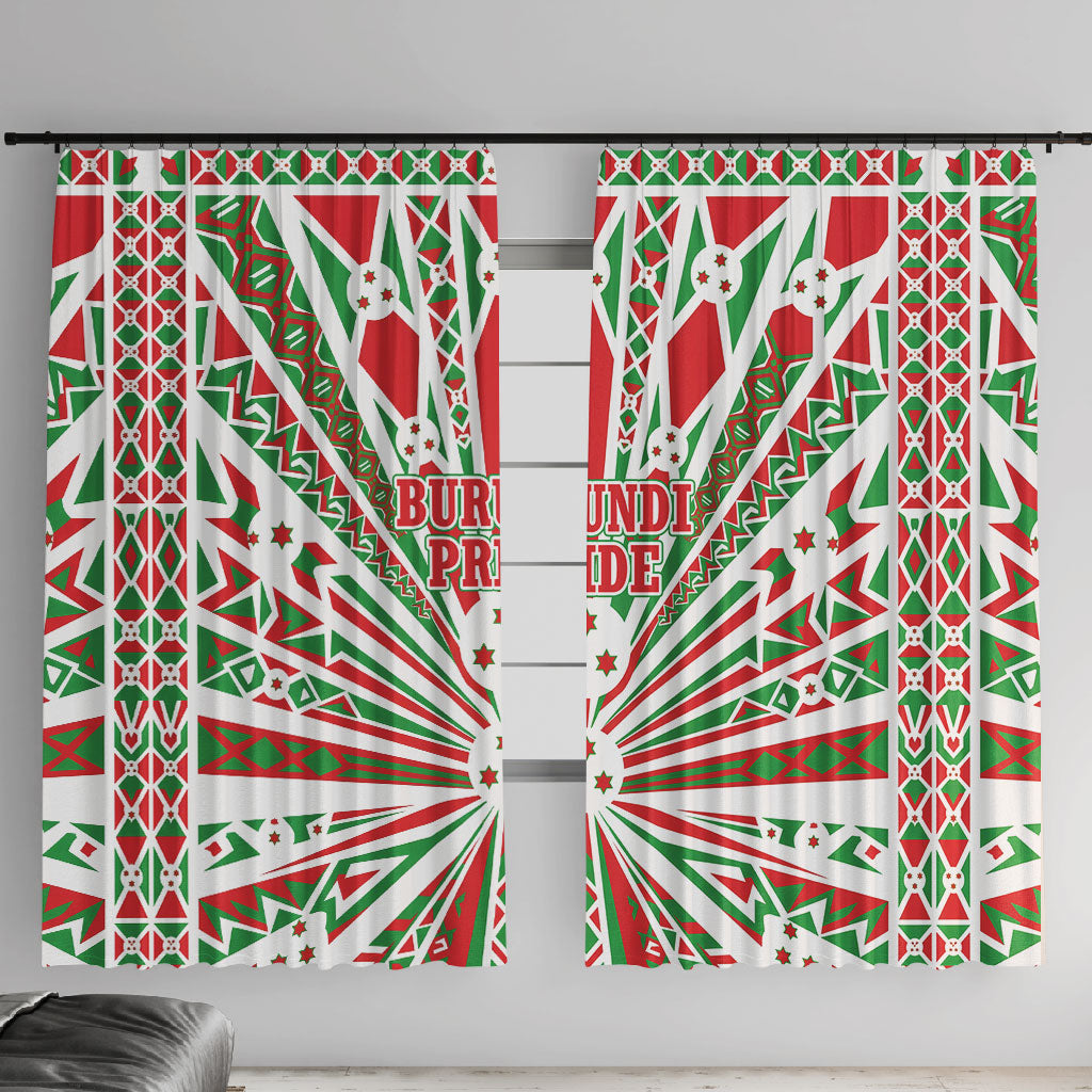 Burundi Pride Beat Of 1962 Independence Day Window Curtain Traditional Karyenda Drummer Art With Flag Sunburst Design