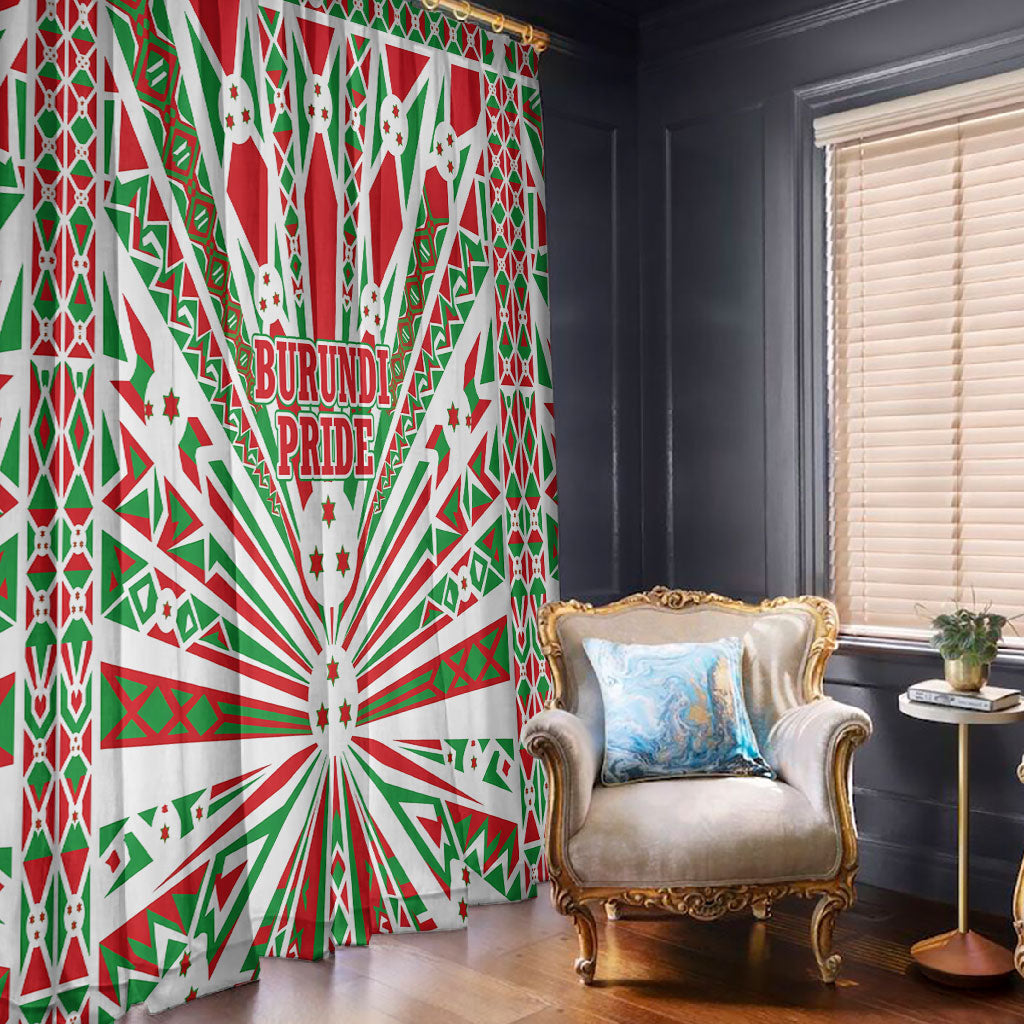 Burundi Pride Beat Of 1962 Independence Day Window Curtain Traditional Karyenda Drummer Art With Flag Sunburst Design