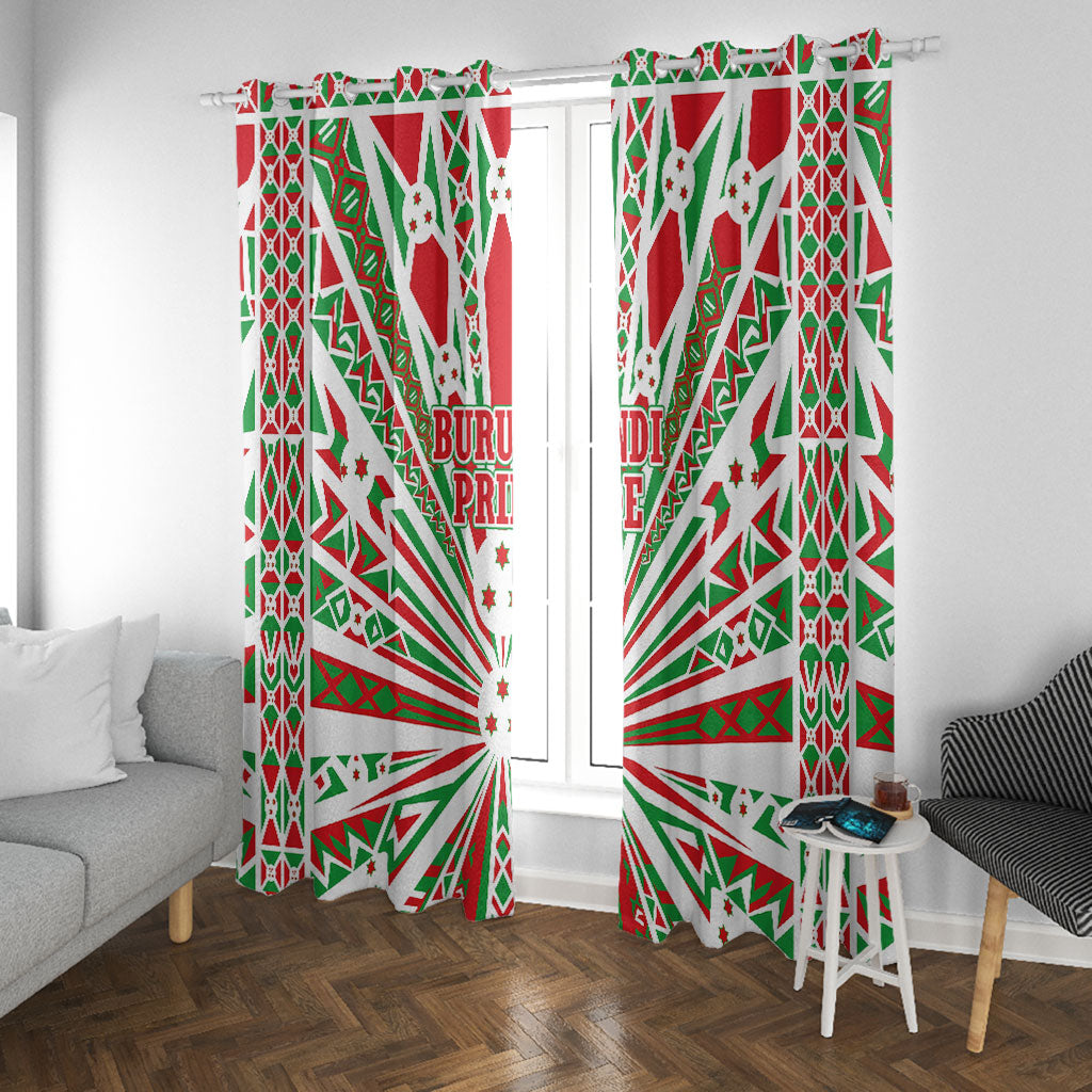 Burundi Pride Beat Of 1962 Independence Day Window Curtain Traditional Karyenda Drummer Art With Flag Sunburst Design