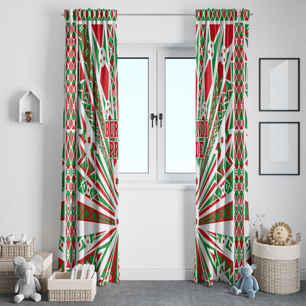 Burundi Pride Beat Of 1962 Independence Day Window Curtain Traditional Karyenda Drummer Art With Flag Sunburst Design