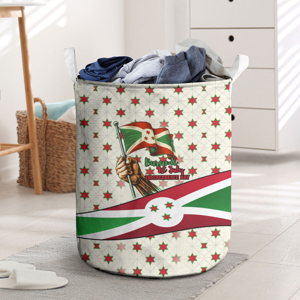 Burundi 1st July Independence Day Laundry Basket Patriotic Flag Portrait Art - Geometric Star Pattern
