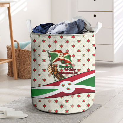 Burundi 1st July Independence Day Laundry Basket Patriotic Flag Portrait Art - Geometric Star Pattern