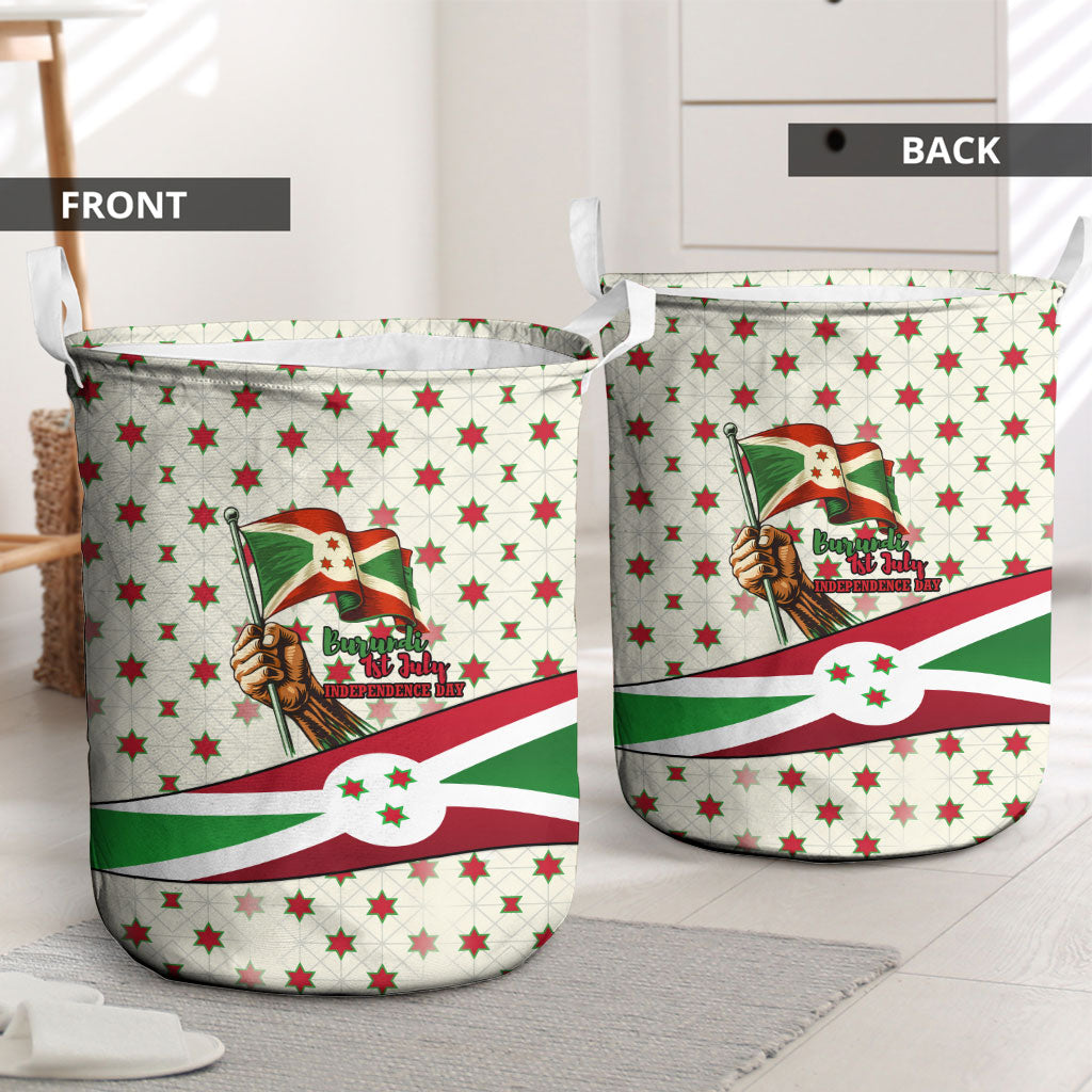 Burundi 1st July Independence Day Laundry Basket Patriotic Flag Portrait Art - Geometric Star Pattern