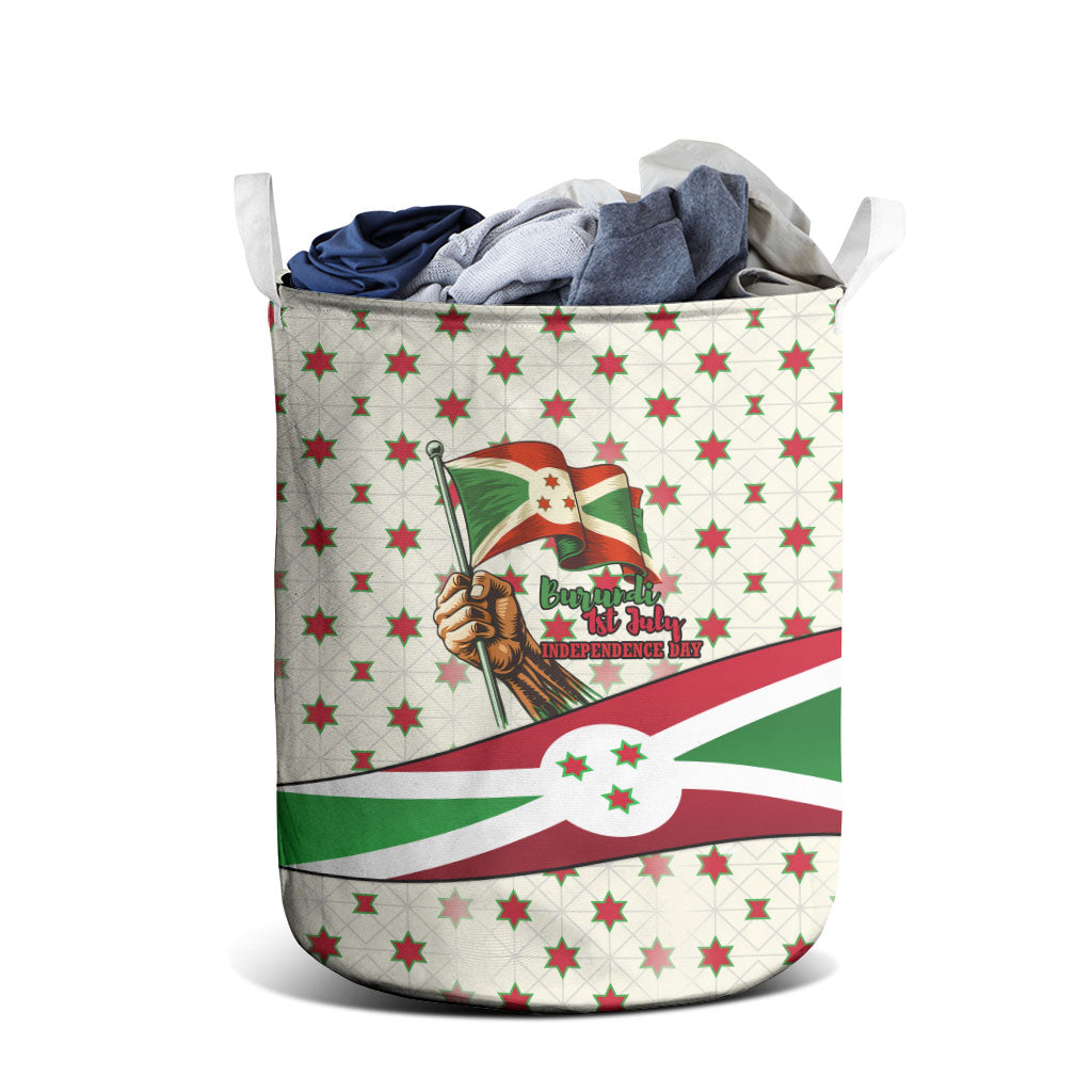 Burundi 1st July Independence Day Laundry Basket Patriotic Flag Portrait Art - Geometric Star Pattern
