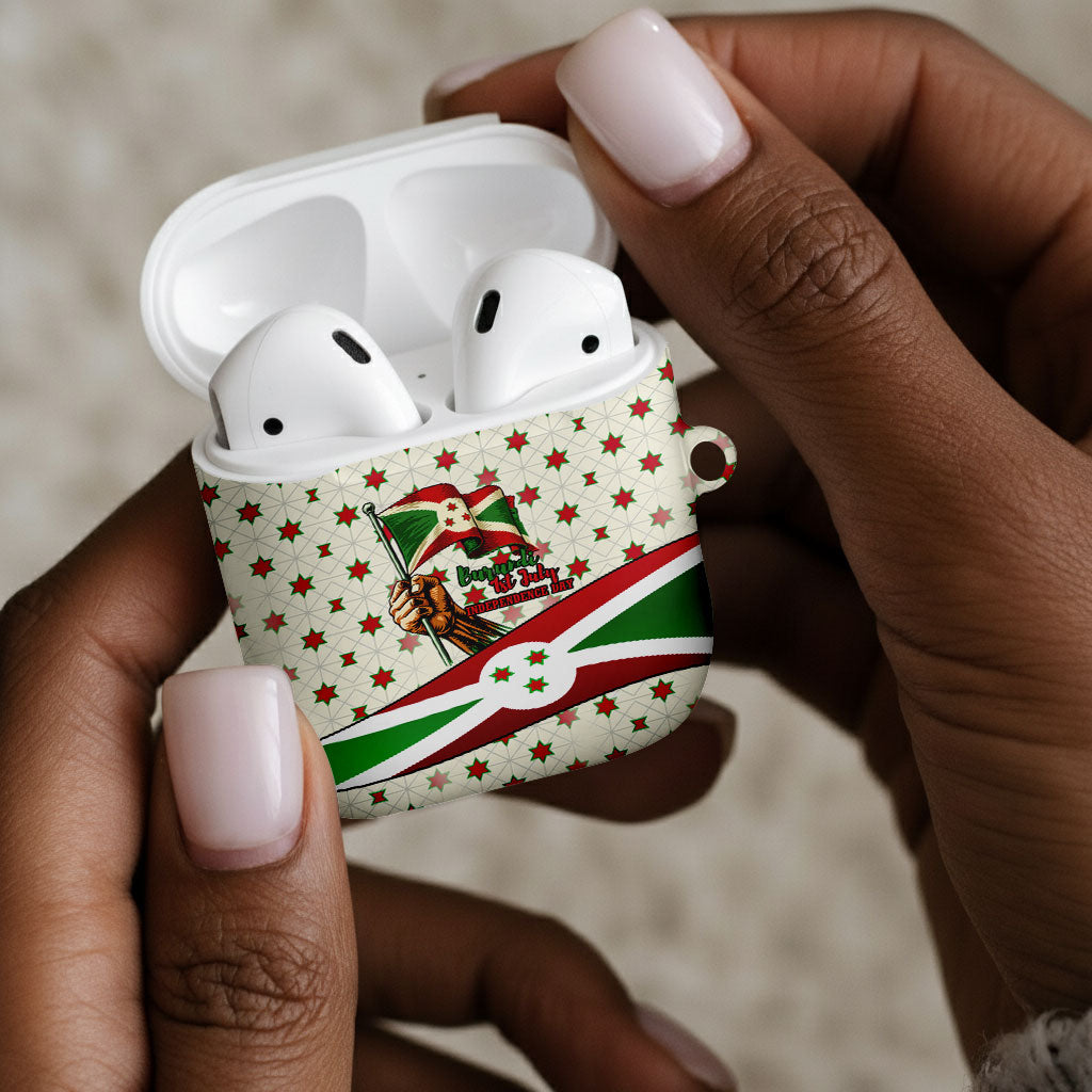 Burundi 1st July Independence Day AirPods Case Patriotic Flag Portrait Art - Geometric Star Pattern