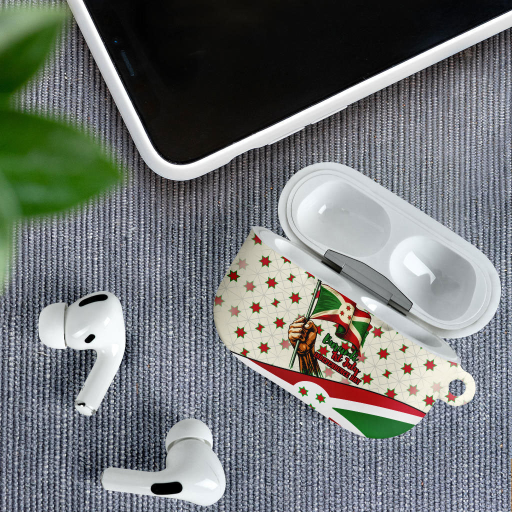 Burundi 1st July Independence Day AirPods Case Patriotic Flag Portrait Art - Geometric Star Pattern