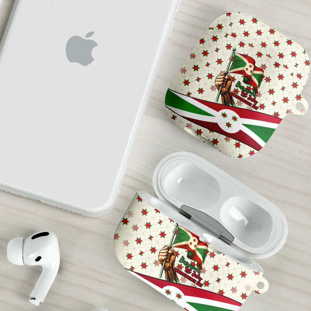 Burundi 1st July Independence Day AirPods Case Patriotic Flag Portrait Art - Geometric Star Pattern