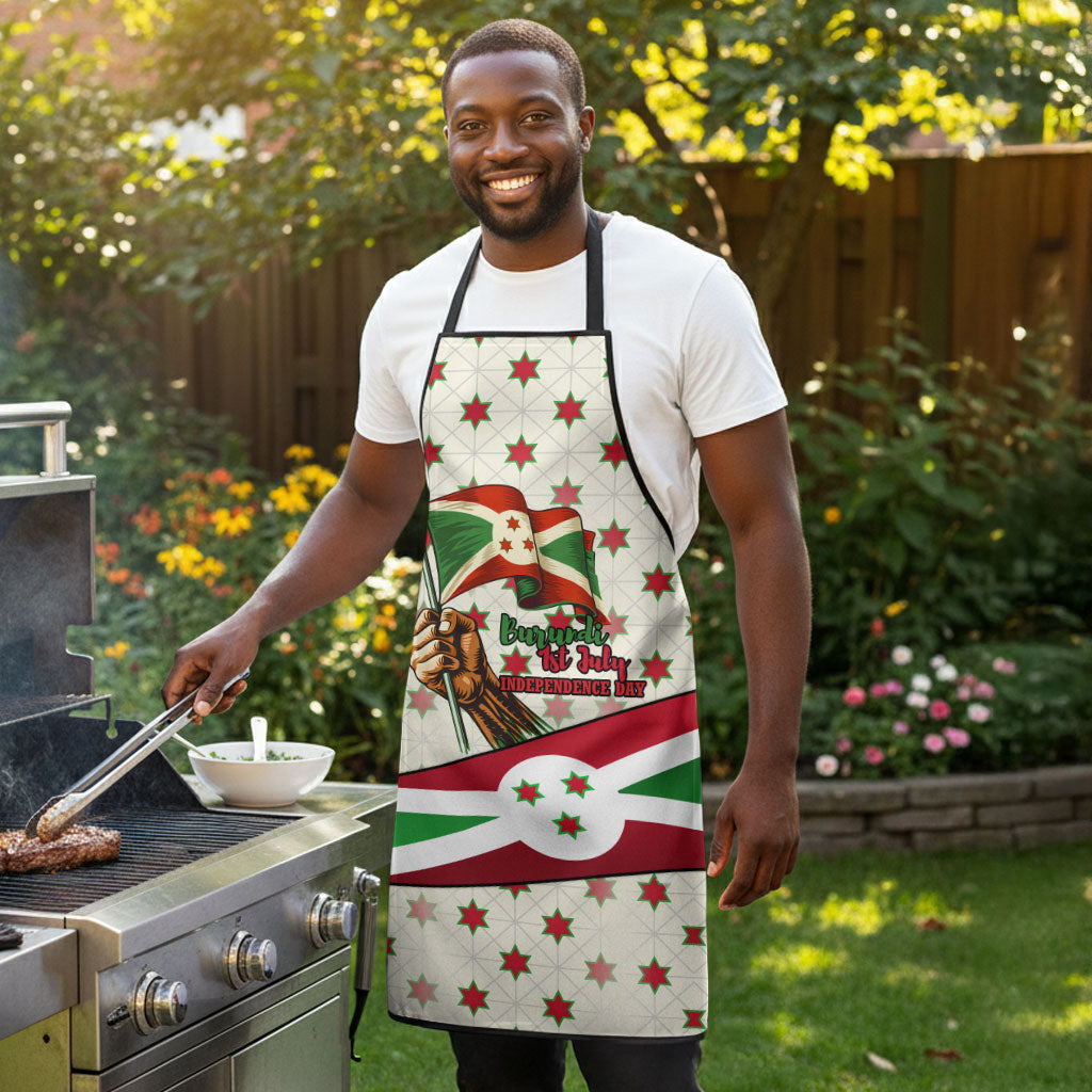 Burundi 1st July Independence Day Apron Patriotic Flag Portrait Art - Geometric Star Pattern