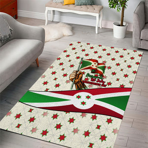 Burundi 1st July Independence Day Area Rug Patriotic Flag Portrait Art - Geometric Star Pattern