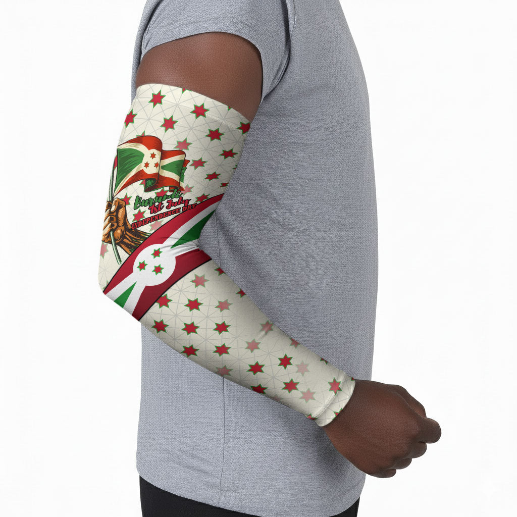 Burundi 1st July Independence Day Arm Sleeves Patriotic Flag Portrait Art - Geometric Star Pattern