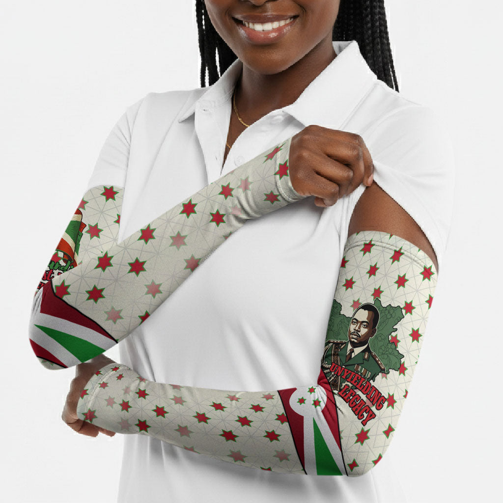 Burundi 1st July Independence Day Arm Sleeves Patriotic Flag Portrait Art - Geometric Star Pattern