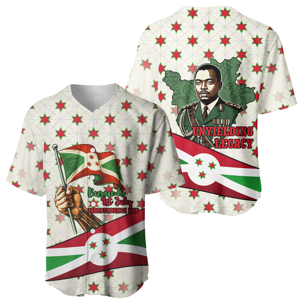 Burundi 1st July Independence Day Baseball Jersey Patriotic Flag Portrait Art - Geometric Star Pattern