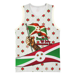 Burundi 1st July Independence Day Basketball Jersey Patriotic Flag Portrait Art - Geometric Star Pattern