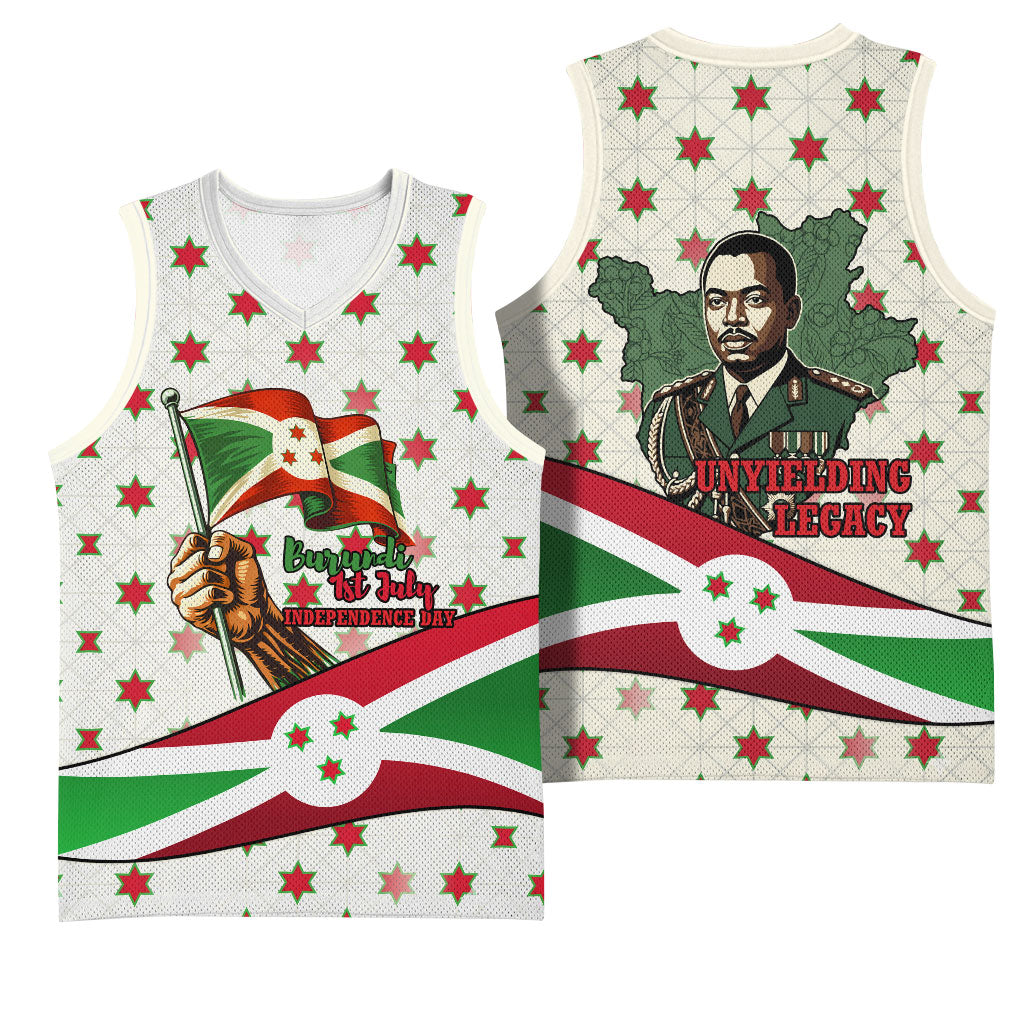Burundi 1st July Independence Day Basketball Jersey Patriotic Flag Portrait Art - Geometric Star Pattern