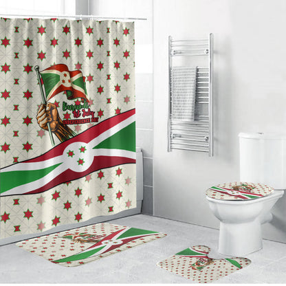 Burundi 1st July Independence Day Bathroom Set Patriotic Flag Portrait Art - Geometric Star Pattern