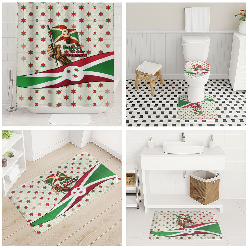 Burundi 1st July Independence Day Bathroom Set Patriotic Flag Portrait Art - Geometric Star Pattern