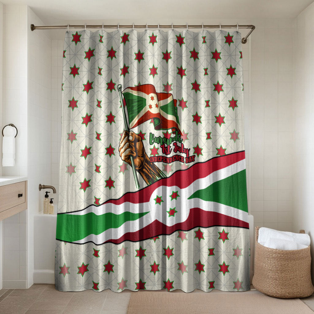 Burundi 1st July Independence Day Bathroom Set Patriotic Flag Portrait Art - Geometric Star Pattern
