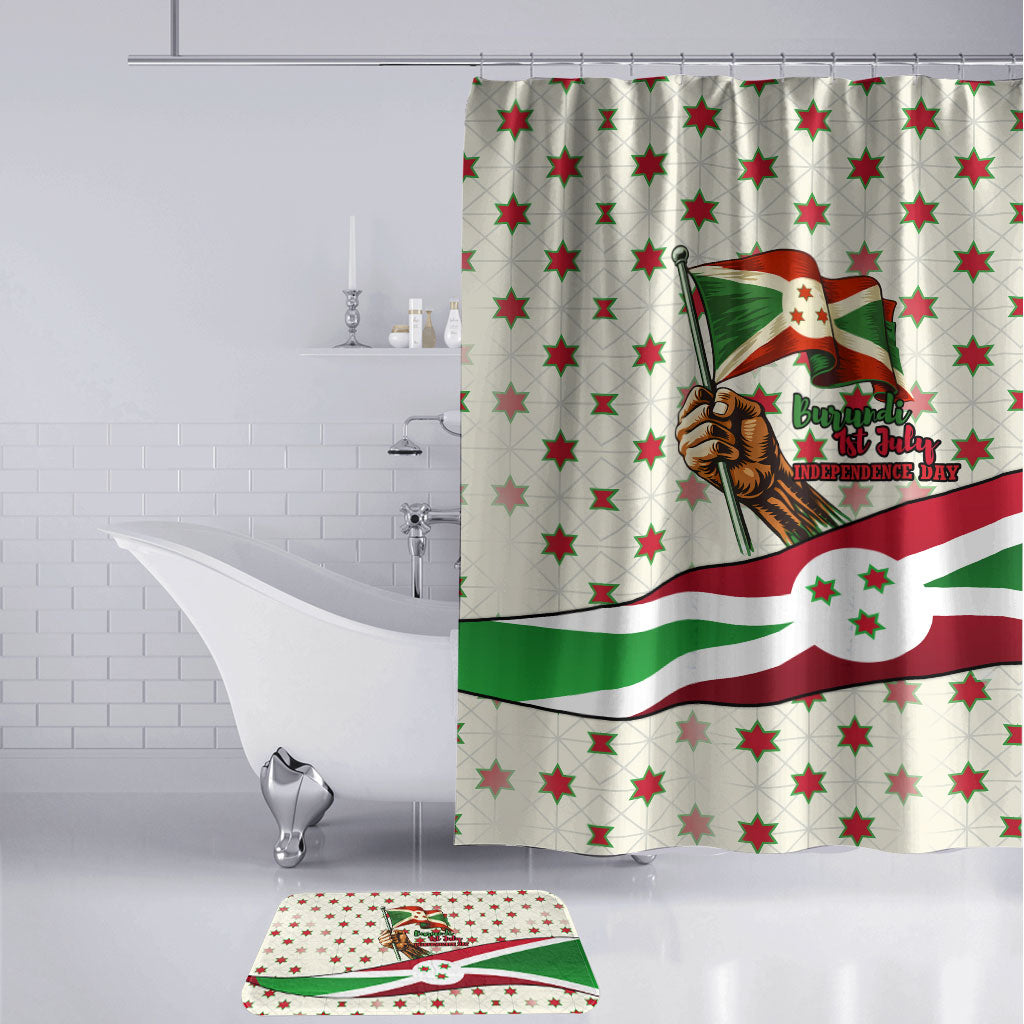 Burundi 1st July Independence Day Bathroom Set Patriotic Flag Portrait Art - Geometric Star Pattern