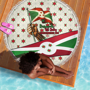 Burundi 1st July Independence Day Beach Blanket Patriotic Flag Portrait Art - Geometric Star Pattern