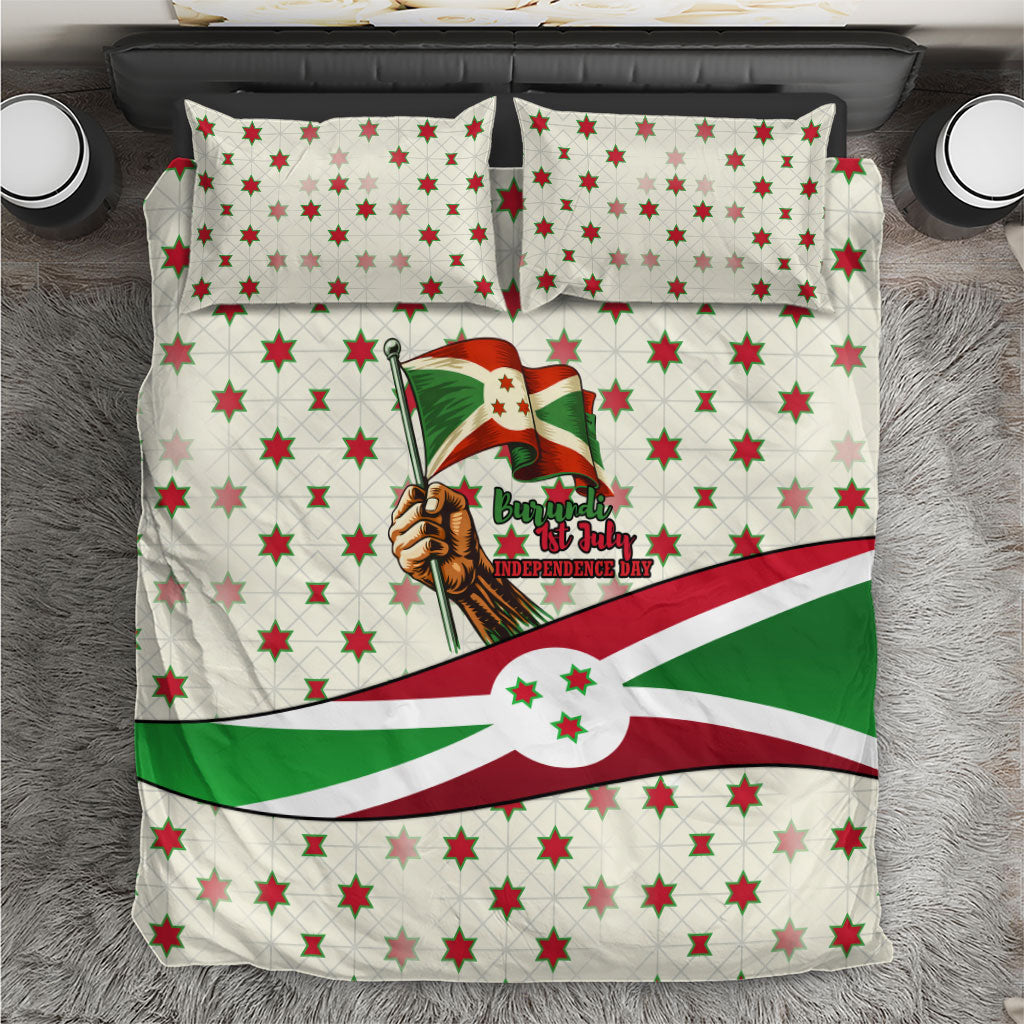 Burundi 1st July Independence Day Bedding Set Patriotic Flag Portrait Art - Geometric Star Pattern