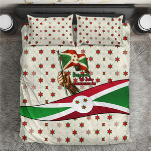 Burundi 1st July Independence Day Bedding Set Patriotic Flag Portrait Art - Geometric Star Pattern