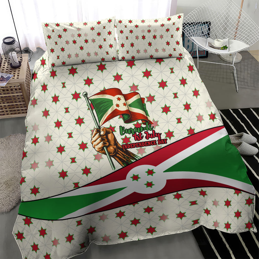 Burundi 1st July Independence Day Bedding Set Patriotic Flag Portrait Art - Geometric Star Pattern