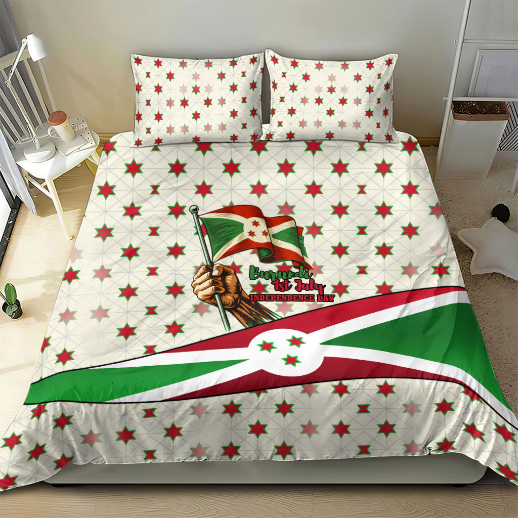 Burundi 1st July Independence Day Bedding Set Patriotic Flag Portrait Art - Geometric Star Pattern