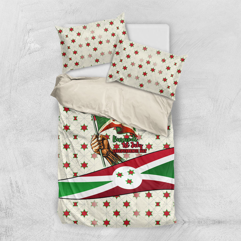 Burundi 1st July Independence Day Bedding Set Patriotic Flag Portrait Art - Geometric Star Pattern