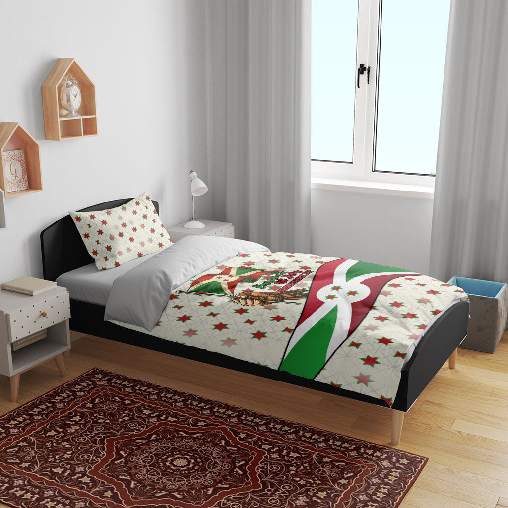 Burundi 1st July Independence Day Bedding Set Patriotic Flag Portrait Art - Geometric Star Pattern