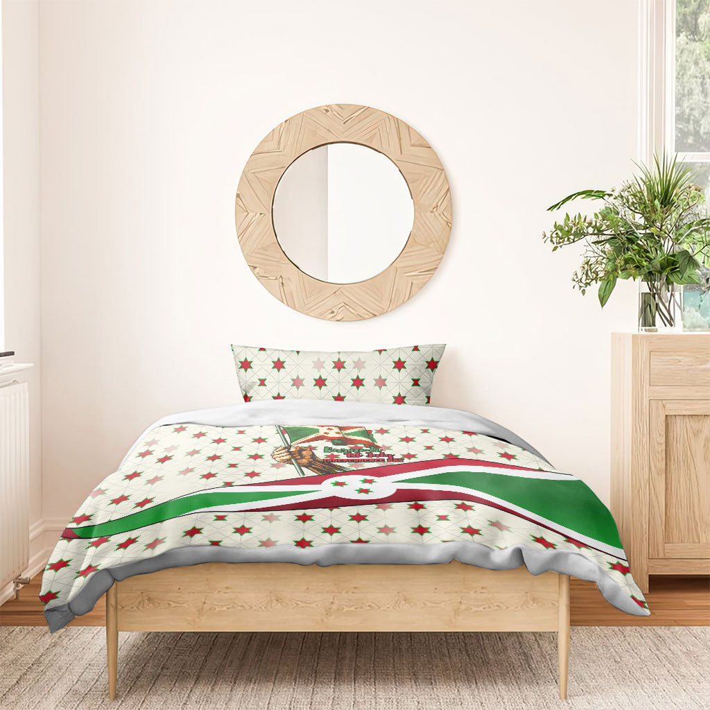 Burundi 1st July Independence Day Bedding Set Patriotic Flag Portrait Art - Geometric Star Pattern