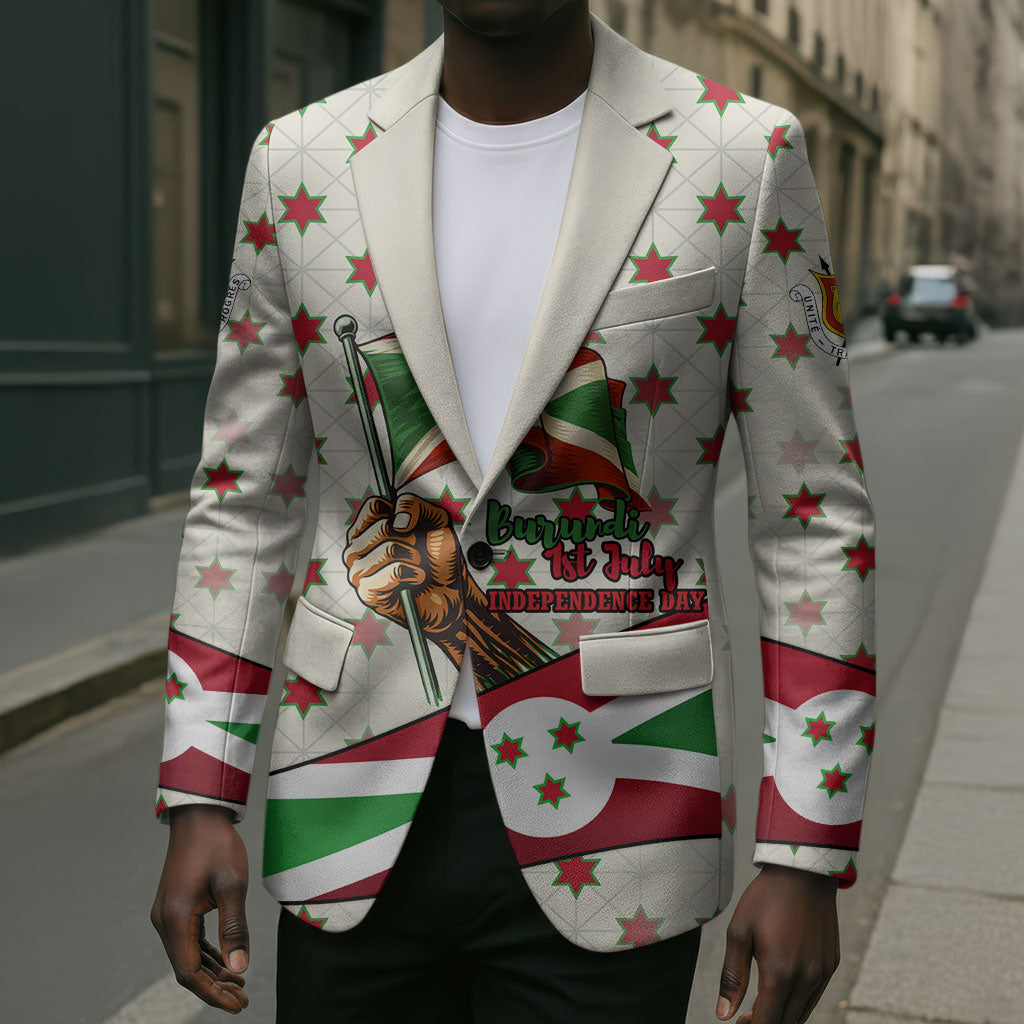 Burundi 1st July Independence Day Blazer Patriotic Flag Portrait Art - Geometric Star Pattern