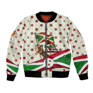 Burundi 1st July Independence Day Bomber Jacket Patriotic Flag Portrait Art - Geometric Star Pattern