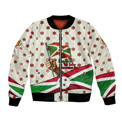 Burundi 1st July Independence Day Bomber Jacket Patriotic Flag Portrait Art - Geometric Star Pattern
