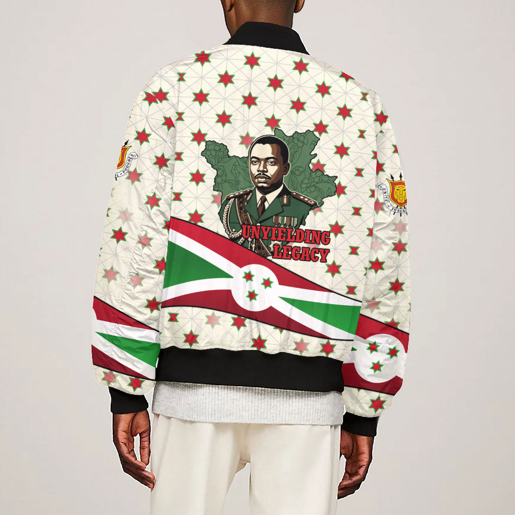 Burundi 1st July Independence Day Bomber Jacket Patriotic Flag Portrait Art - Geometric Star Pattern