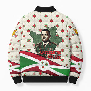 Burundi 1st July Independence Day Bomber Puffer Jacket Patriotic Flag Portrait Art - Geometric Star Pattern