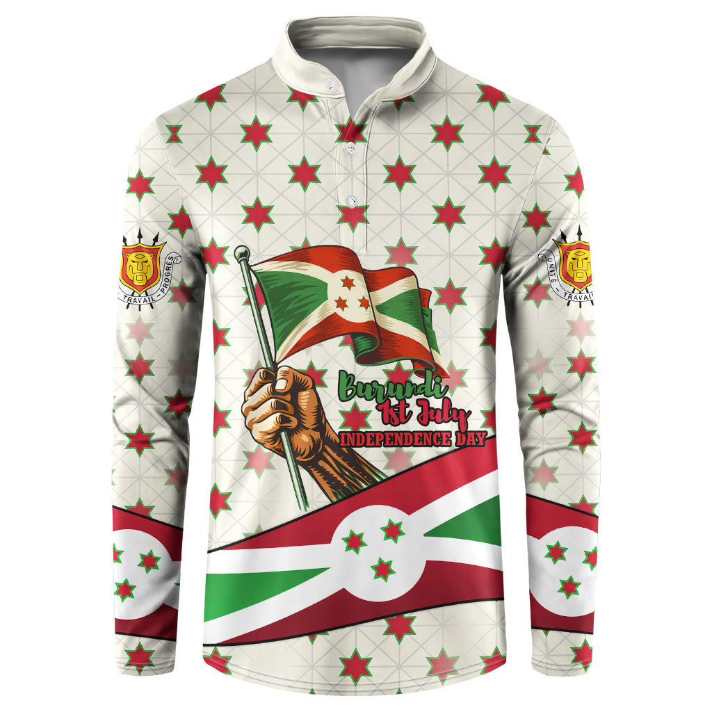 Burundi 1st July Independence Day Button Sweatshirt Patriotic Flag Portrait Art - Geometric Star Pattern