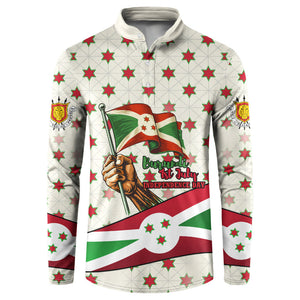 Burundi 1st July Independence Day Button Sweatshirt Patriotic Flag Portrait Art - Geometric Star Pattern