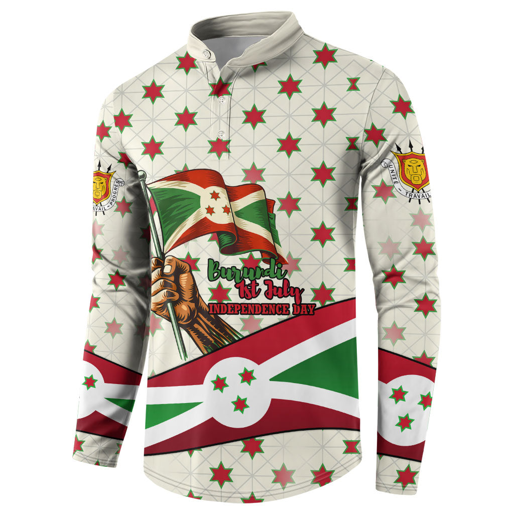 Burundi 1st July Independence Day Button Sweatshirt Patriotic Flag Portrait Art - Geometric Star Pattern