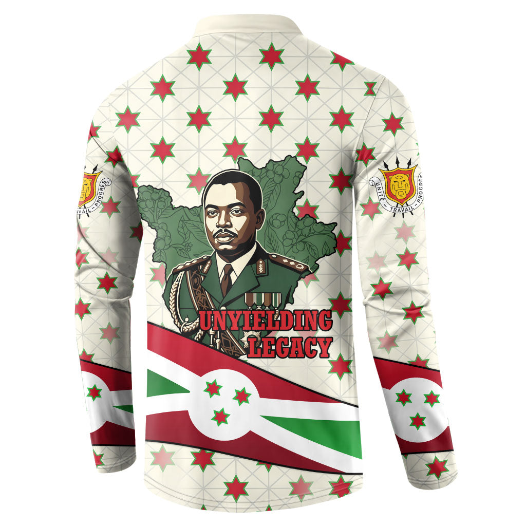 Burundi 1st July Independence Day Button Sweatshirt Patriotic Flag Portrait Art - Geometric Star Pattern