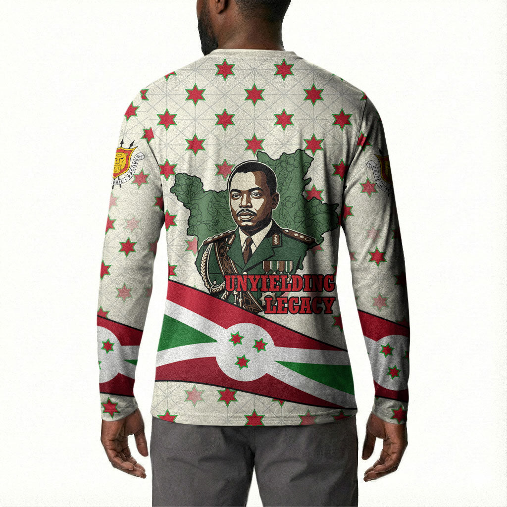 Burundi 1st July Independence Day Button Sweatshirt Patriotic Flag Portrait Art - Geometric Star Pattern