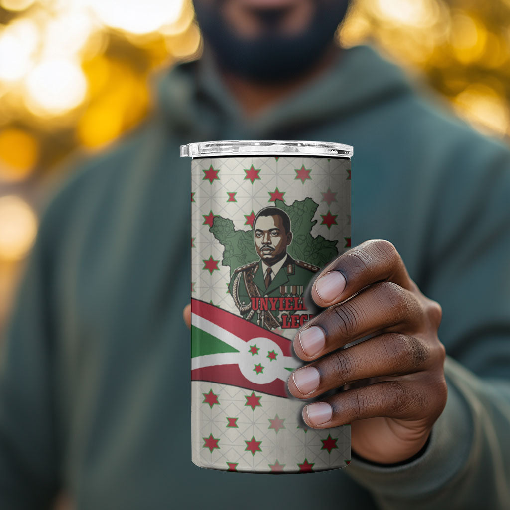 Burundi 1st July Independence Day 4 in 1 Can Cooler Tumbler Patriotic Flag Portrait Art - Geometric Star Pattern