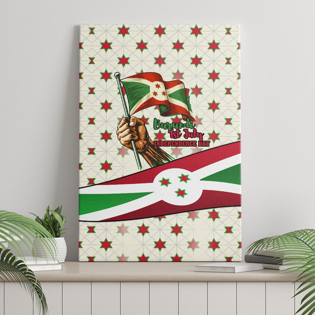 Burundi 1st July Independence Day Canvas Wall Art Patriotic Flag Portrait Art - Geometric Star Pattern