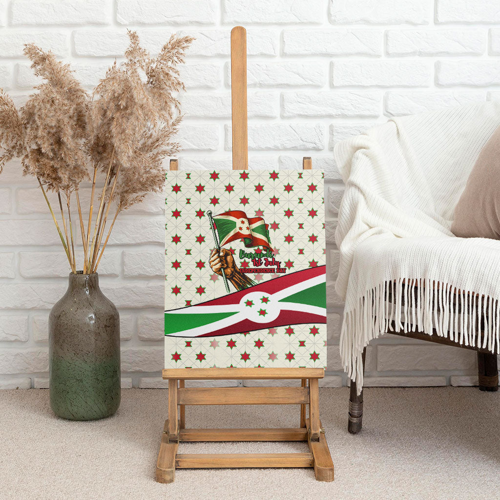 Burundi 1st July Independence Day Canvas Wall Art Patriotic Flag Portrait Art - Geometric Star Pattern