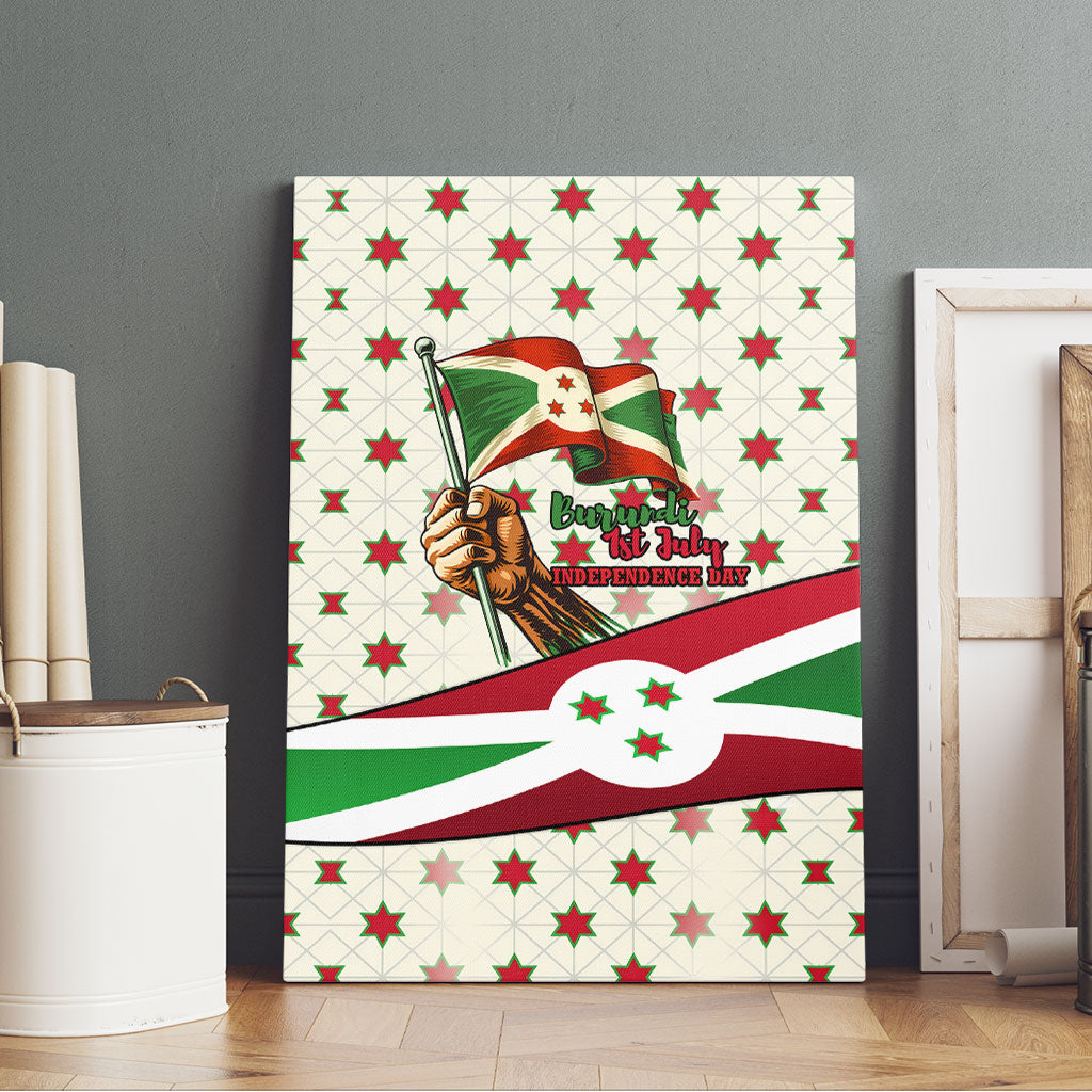 Burundi 1st July Independence Day Canvas Wall Art Patriotic Flag Portrait Art - Geometric Star Pattern